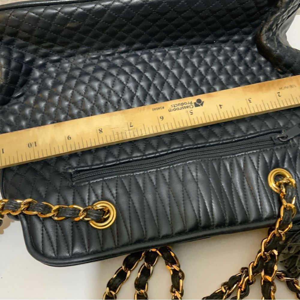 Vintage Worthington navy blue vegan leather quilted chain strap bag - Picture 14 of 15